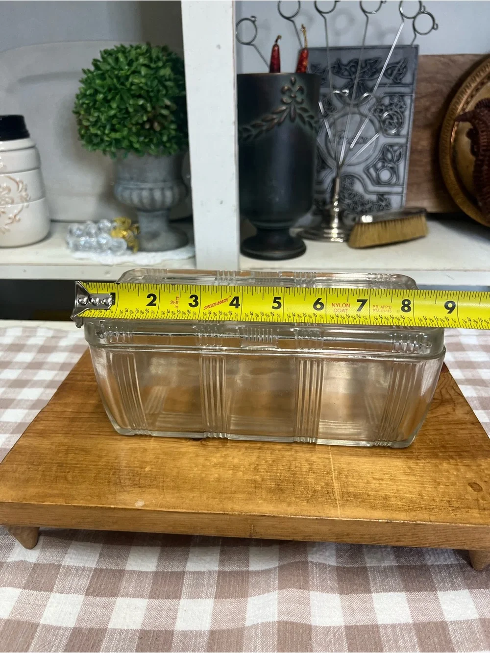 Vintage Hazel atlas criss cross refrigerator dish glass lidded storage